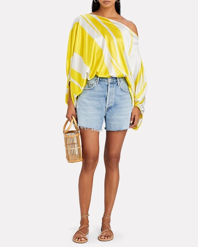 Shop Silvia Tcherassi Bellagio Off-the-shoulder Blouse In Yellow