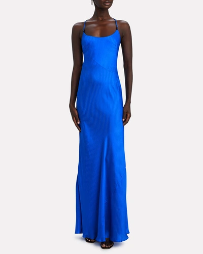 Shop Galvan Castello Sleeveless Silk Maxi Dress In Blue
