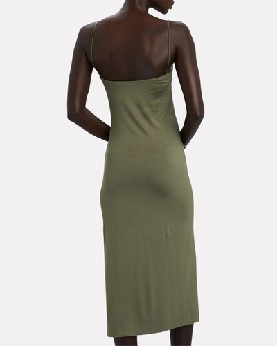 Shop Enza Costa Strappy Jersey Slip Dress In Olive
