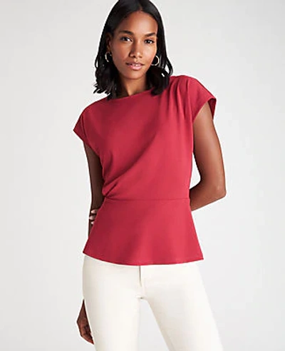 Shop Ann Taylor Petite Drape Front Top In Pomegranate Seed
