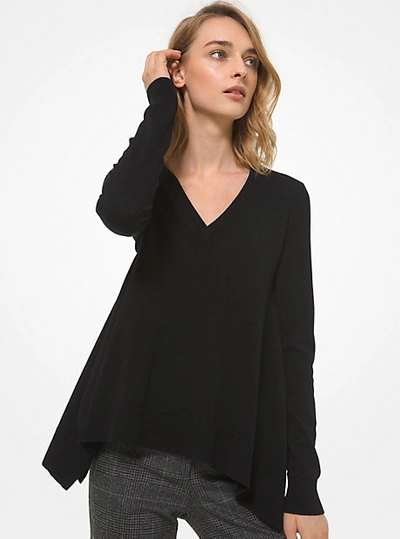 Shop Michael Kors Draped Cashmere Asymmetric Sweater In Black