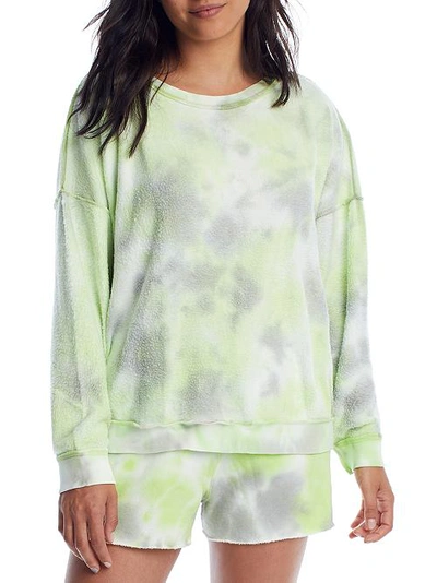 Shop Free People Kelly Lime Washed Knit Pajama Set In Citron,grey