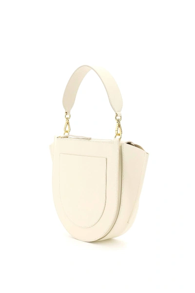 Shop Wandler Hortensia Medium Saffiano Leather Bag In White,beige
