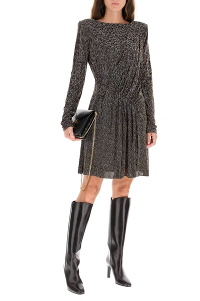 Shop Saint Laurent Mini Dress With Studs In Black,gold