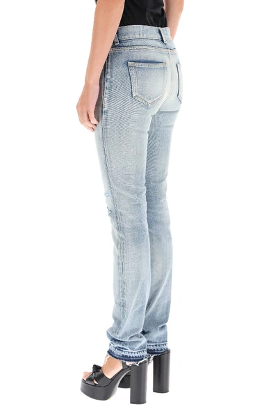 Shop Saint Laurent Low Waist Denim Jeans In Blue