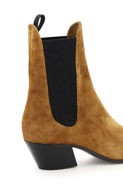 Shop Khaite Saratoga Suede Chelsea Boots In Brown,beige,black
