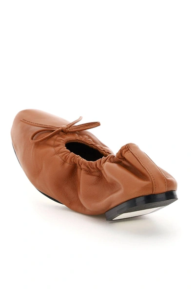 Shop Khaite Ashland Leather Ballet Flats In Brown