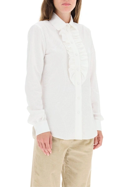 Shop Moschino Poplin Jacquard Shirt In White