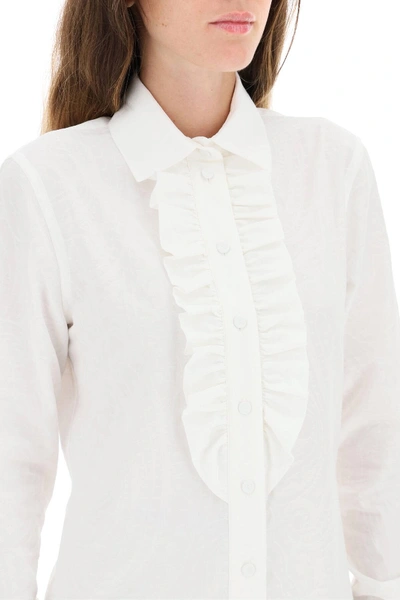 Shop Moschino Poplin Jacquard Shirt In White