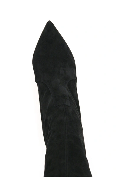 Shop Casadei Blade 100 Over The Knee Suede Boots In Black