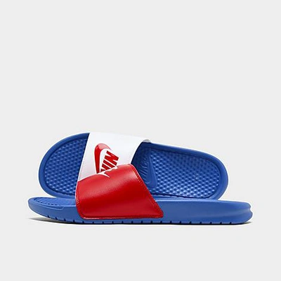 Shop Nike Men's Benassi Jdi Slide Sandals In Game Royal/university Red/white