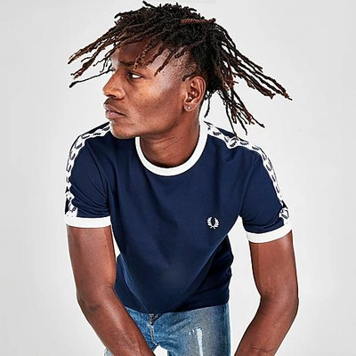Shop Fred Perry Men's Taped Ringer T-shirt In Blue