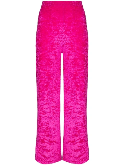 Shop Marine Serre Velvet Cropped Trousers In Pink