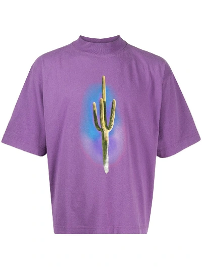 Shop Palm Angels Cactus Tee Purple Green