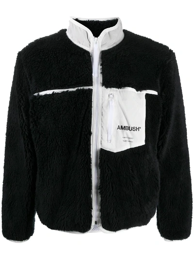 Shop Ambush Logo-print Fleece Jacket In Black