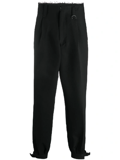 Shop Ambush Raw-edge High-waisted Trousers In Black