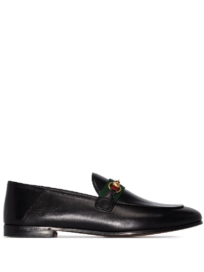 Gucci Black Web Interlocking G Loafers In Black