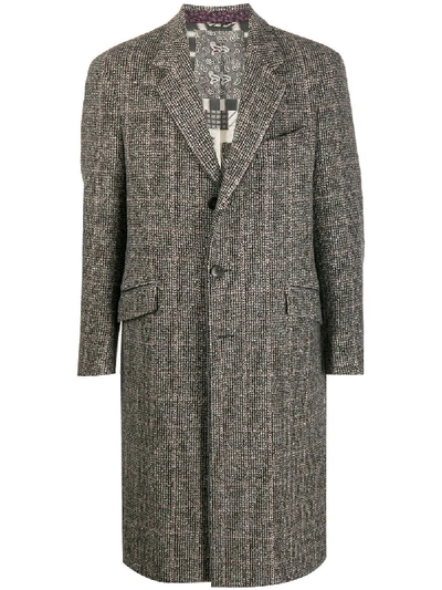 Shop Etro Glen Check Tweed Coat In Black