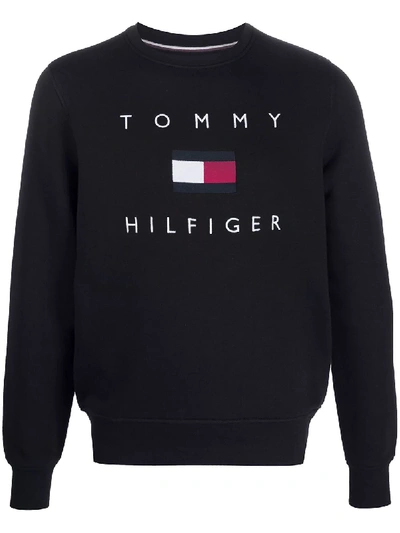 Shop Tommy Hilfiger Tommy Flag Sweatshirt In Blue