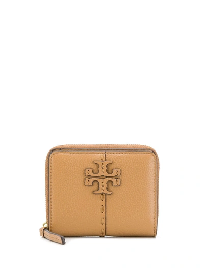 Shop Tory Burch Stitch Logo Purse In Brown