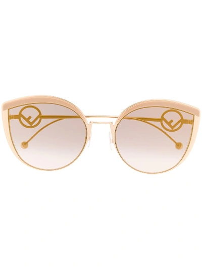 Shop Fendi F Is  Cat-eye Sunglasses In Gold