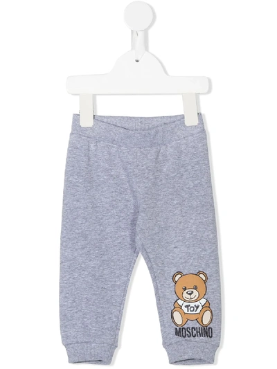 Shop Moschino Teddy Bear Track Trousers In Grey