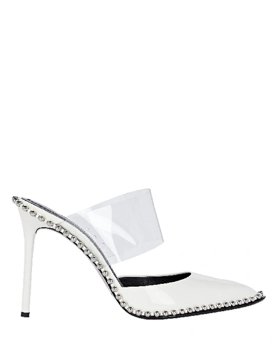 Shop Alexander Wang Rina Crystal-embellished Mules In White