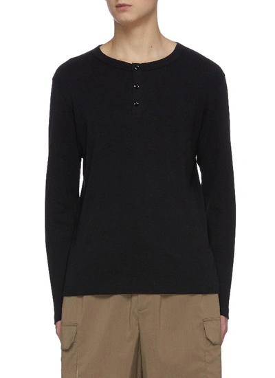 Shop Theory 'wyndem' Long Sleeve Cotton Henley T-shirt In Black