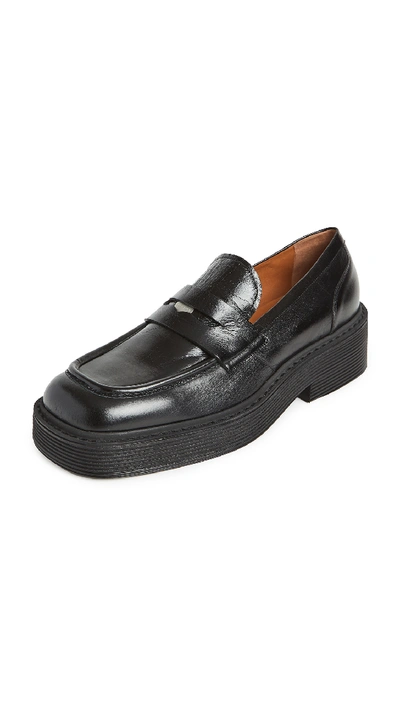 Shop Marni Penny Loafers In Black
