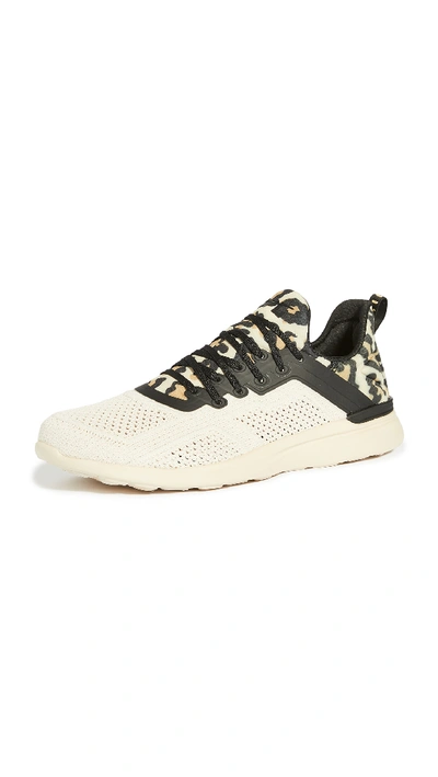 Shop Apl Athletic Propulsion Labs Techloom Tracer Running Sneakers In Parchment/black/leopard