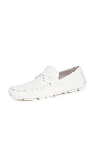 Shop Ferragamo Front 4 Ornamented Driver Loafers In Off White/bianco 01