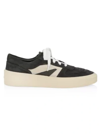 Shop Fear Of God Skate Low-rise Leather Sneakers In Black Grey