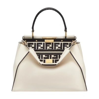 Shop Fendi Peekaboo Iconic Medium In Blanc