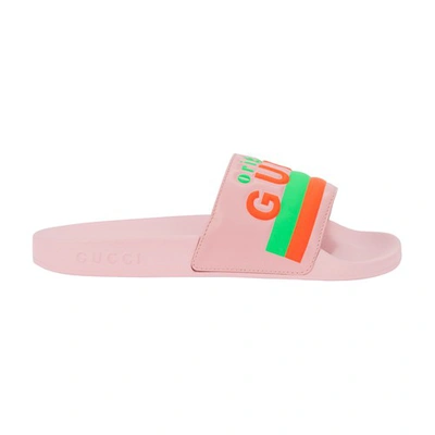 Shop Gucci Logo Slides In Pink