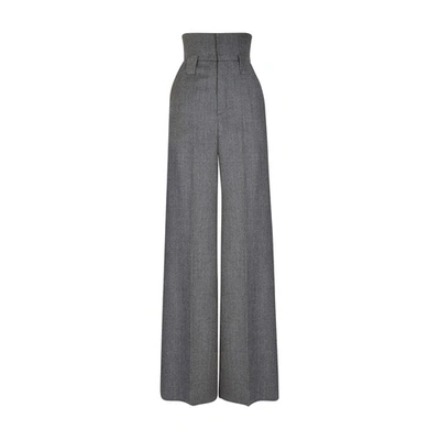 Shop Fendi Grey Flannel Trousers In Gris