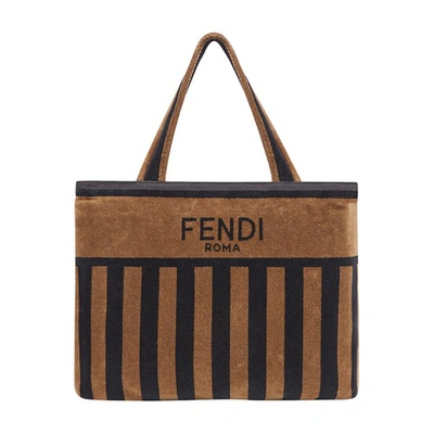 Shop Fendi Towel Bag In Marron