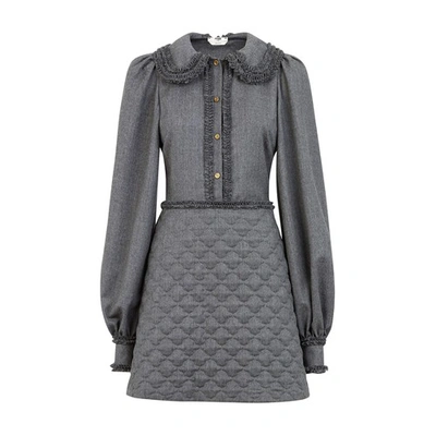 Shop Fendi Grey Flannel Dress In Gris