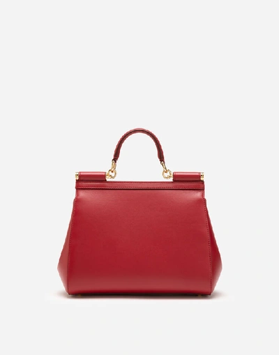 Shop Dolce & Gabbana Medium Sicily Bag In Aria Calfskin In Red