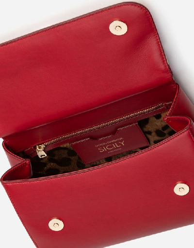 Shop Dolce & Gabbana Medium Sicily Bag In Aria Calfskin In Red