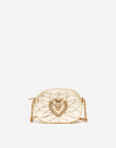 Shop Dolce & Gabbana Shoulder And Crossbody Bags - Devotion Camera Bag In Quilted Nappa Leather In Gold