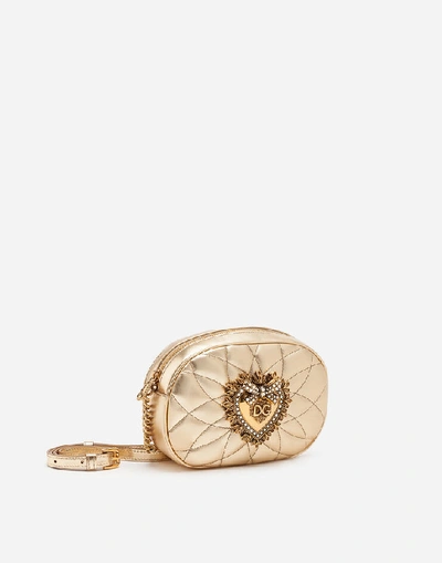 Shop Dolce & Gabbana Shoulder And Crossbody Bags - Devotion Camera Bag In Quilted Nappa Leather In Gold