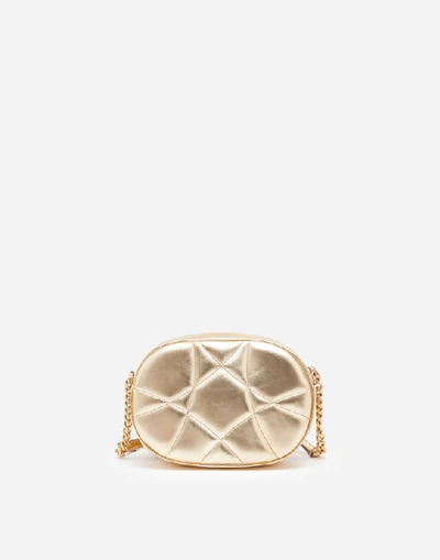Shop Dolce & Gabbana Shoulder And Crossbody Bags - Devotion Camera Bag In Quilted Nappa Leather In Gold