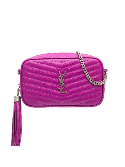Shop Saint Laurent Lou Quilted Crossbody Bag In Pink
