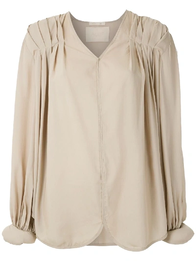 Shop Aluf Cora Long Sleeves Blouse In Neutrals