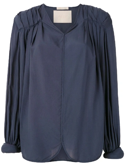 Shop Aluf Cora Long Sleeves Blouse In Blue