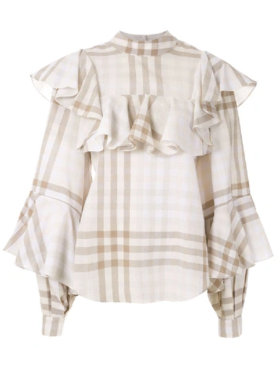 Shop Aluf Ruffled Lana Blouse In Neutrals