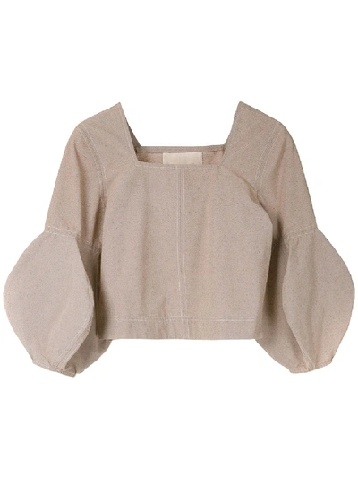 Shop Aluf Mel Wide Sleeves Blouse In Neutrals