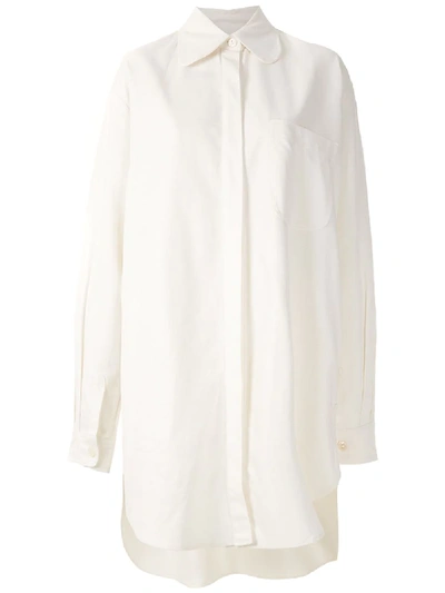 Shop Aluf Savannah Asymmetric Shirt Dress In White