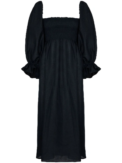 Sleeper Atlanta Linen Midi Dress In Blue