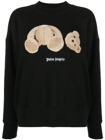 Shop Palm Angels Bear Over Sweatshirt In Black